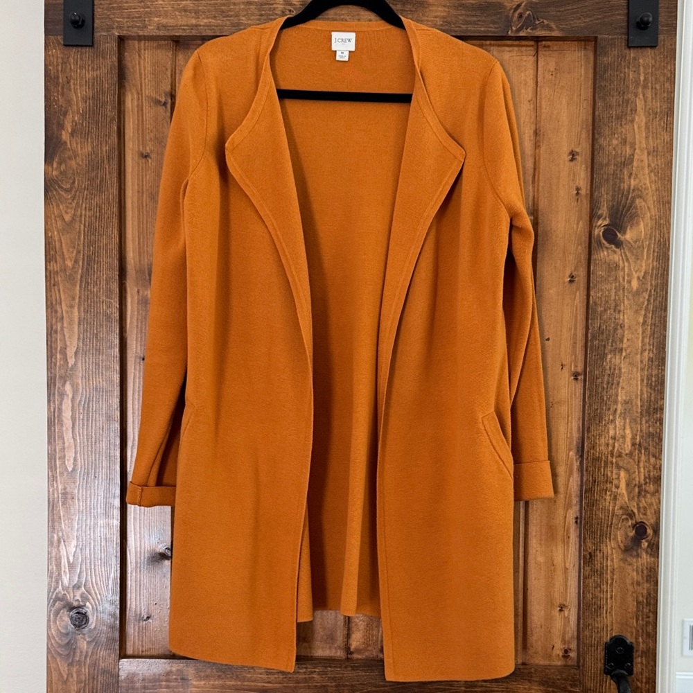 J. Crew| Rust Orange Open Front Coatigan